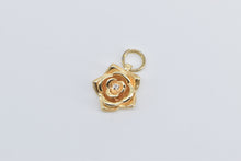 Load image into Gallery viewer, 14K 3D Diamond Rose Flower Romantic Floral Charm/Pendant Yellow Gold