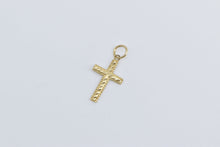 Load image into Gallery viewer, 14K Textured Cross Christian Faith Symbol Charm/Pendant Yellow Gold