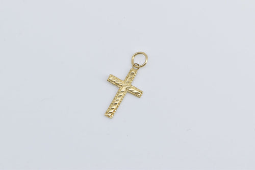 14K Textured Cross Christian Faith Symbol Charm/Pendant Yellow Gold