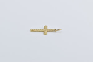 14K Textured Cross Christian Faith Symbol Charm/Pendant Yellow Gold