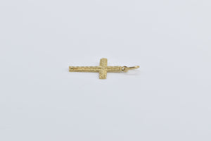 14K Textured Cross Christian Faith Symbol Charm/Pendant Yellow Gold