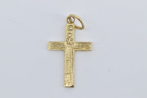 14K Textured Cross Christian Faith Symbol Charm/Pendant Yellow Gold