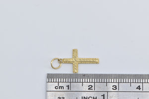 14K Textured Cross Christian Faith Symbol Charm/Pendant Yellow Gold