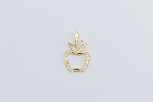 14K Apple Diamond Cut Teacher Symbol Fruit Charm/Pendant Yellow Gold