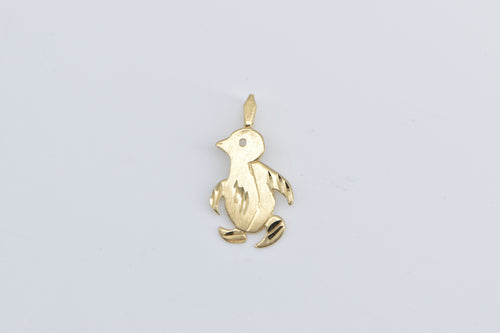 14K Diamond Cut Penguin Arctic Zoo Animal Charm/Pendant Yellow Gold