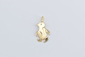 14K Diamond Cut Penguin Arctic Zoo Animal Charm/Pendant Yellow Gold