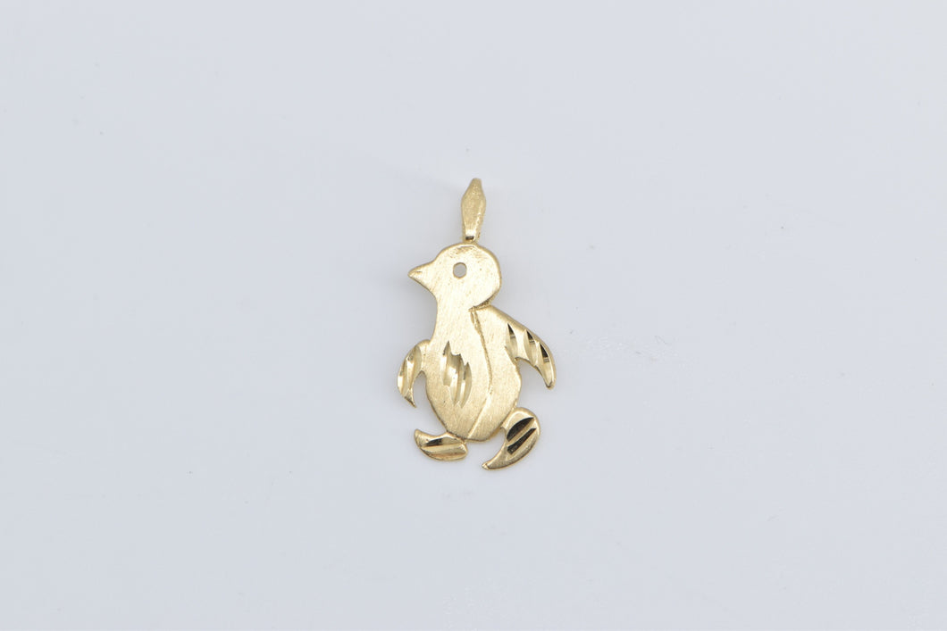 14K Diamond Cut Penguin Arctic Zoo Animal Charm/Pendant Yellow Gold