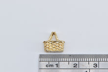 Load image into Gallery viewer, 14K Vintage 3D Picnic Woven Design Basket Charm/Pendant Yellow Gold