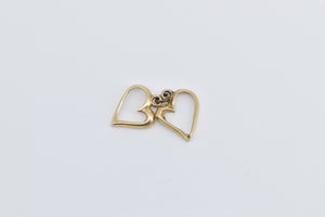 14K Two Hearts Eternal Love Symbol Romantic Charm/Pendant Yellow Gold