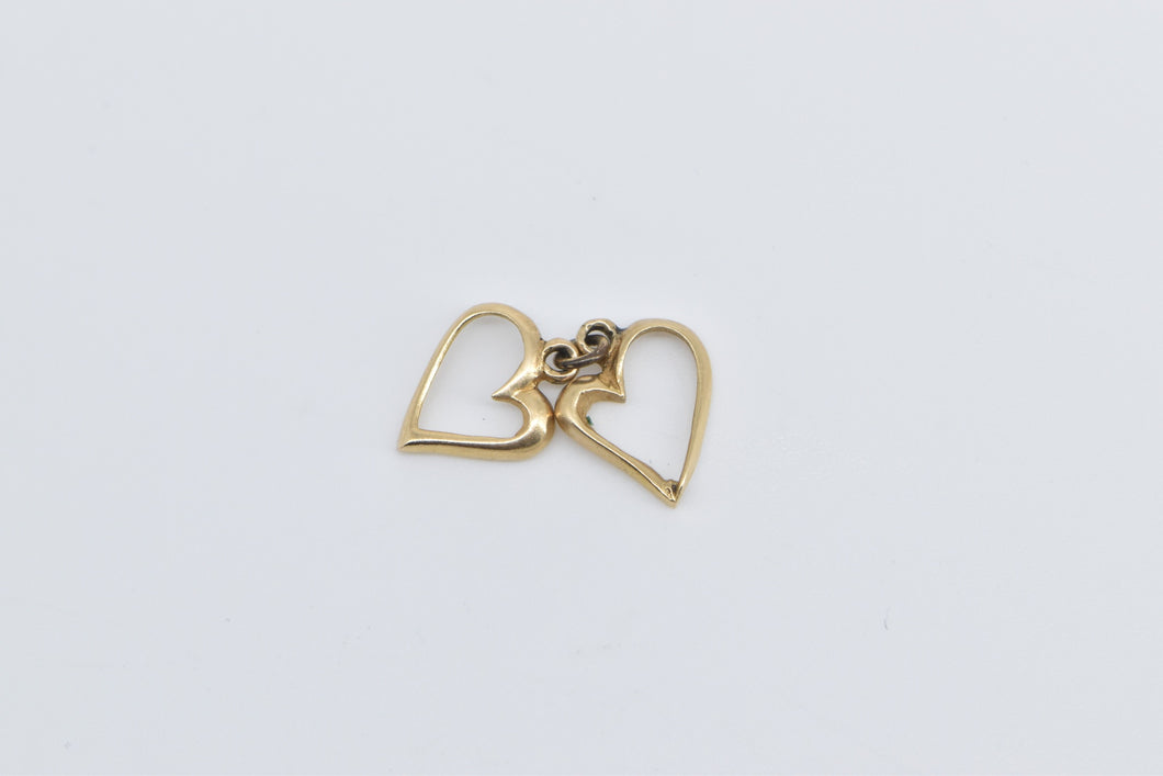 14K Two Hearts Eternal Love Symbol Romantic Charm/Pendant Yellow Gold