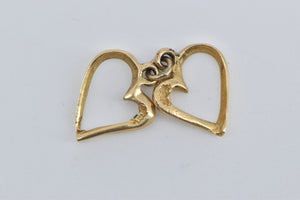 14K Two Hearts Eternal Love Symbol Romantic Charm/Pendant Yellow Gold