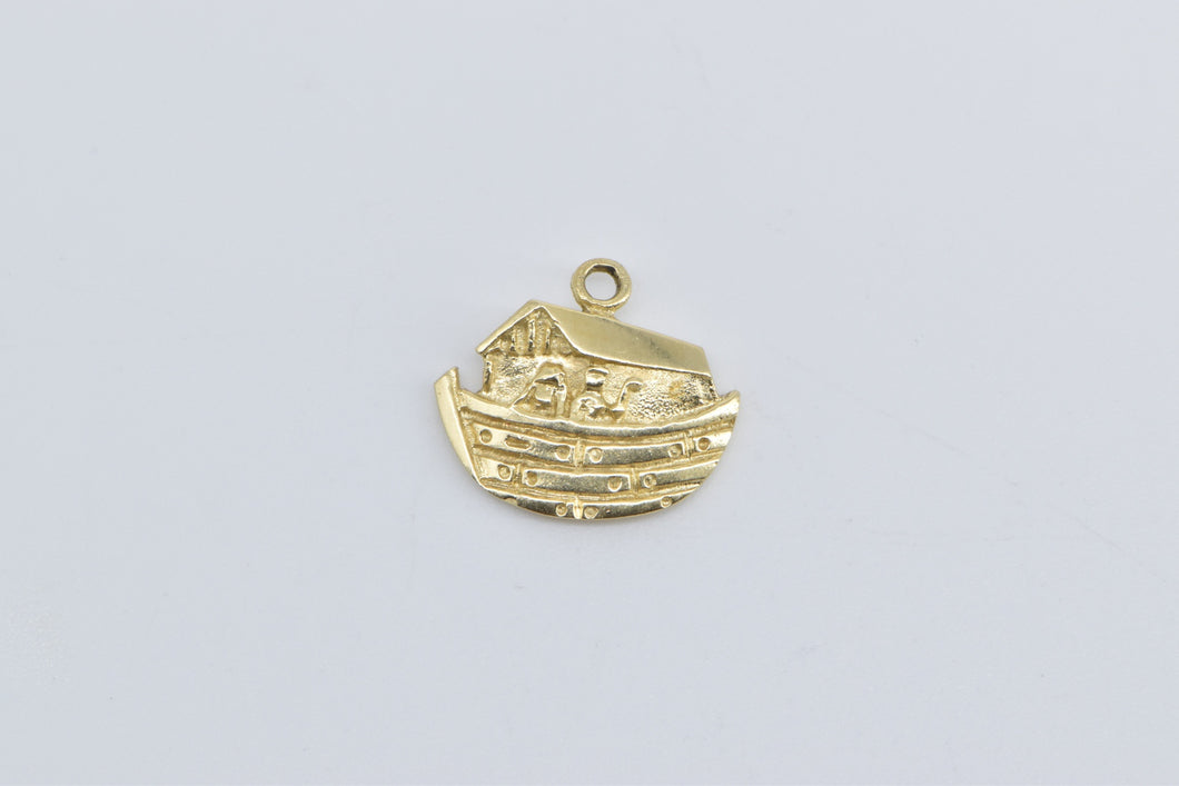 14K Noah's Ark Biblical Story Genesis Great Flood Charm/Pendant Yellow Gold