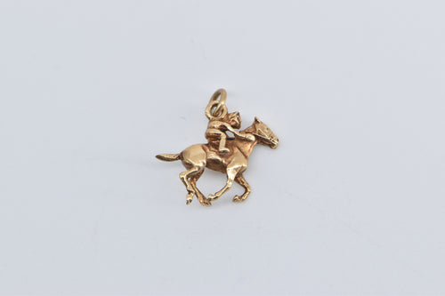 14K Jockey Horse Racing Race Derby Charm/Pendant Yellow Gold