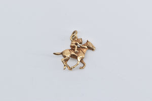 14K Jockey Horse Racing Race Derby Charm/Pendant Yellow Gold