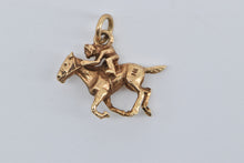 Load image into Gallery viewer, 14K Jockey Horse Racing Race Derby Charm/Pendant Yellow Gold