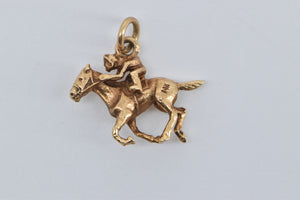 14K Jockey Horse Racing Race Derby Charm/Pendant Yellow Gold