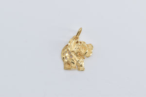 14K Elephant Diamond Cut Memory Patience Symbol Charm/Pendant Yellow Gold