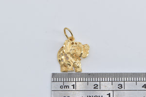 14K Elephant Diamond Cut Memory Patience Symbol Charm/Pendant Yellow Gold