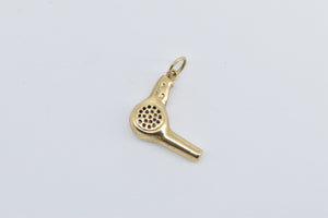 14K 3D Hair Blow Dryer Stylist Fashion Charm/Pendant Yellow Gold