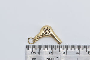 14K 3D Hair Blow Dryer Stylist Fashion Charm/Pendant Yellow Gold