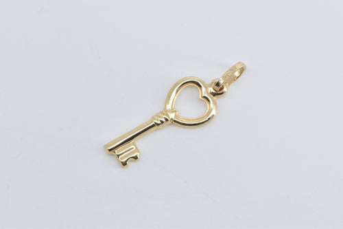 14K Heart Skeleton Key Love Loyalty Symbol Charm/Pendant Yellow Gold