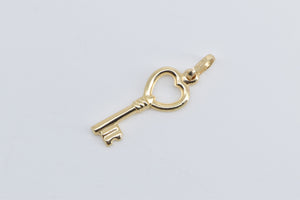 14K Heart Skeleton Key Love Loyalty Symbol Charm/Pendant Yellow Gold