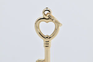 14K Heart Skeleton Key Love Loyalty Symbol Charm/Pendant Yellow Gold