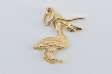 Load image into Gallery viewer, 14K Pelican Coastal Bird 3D Animal Charm/Pendant Yellow Gold