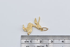 14K Pelican Coastal Bird 3D Animal Charm/Pendant Yellow Gold