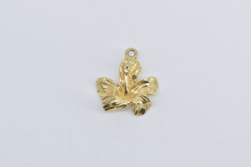 14K Hibiscus Flower Tropical Floral Charm/Pendant Yellow Gold