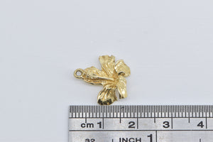 14K Hibiscus Flower Tropical Floral Charm/Pendant Yellow Gold