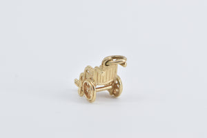 14K 3D Wheelchair Vintage Disability Charm/Pendant Yellow Gold