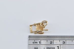 14K 3D Wheelchair Vintage Disability Charm/Pendant Yellow Gold