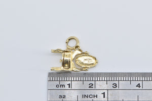 14K 3D Articulated Vanity Drawer Mirror Bedroom Charm/Pendant Yellow Gold