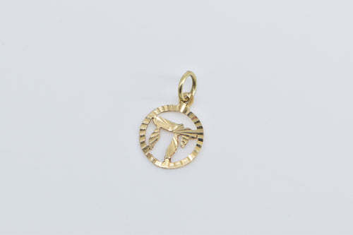 14K Chai Diamond Cut Life Symbol Hebrew Word Charm/Pendant Yellow Gold