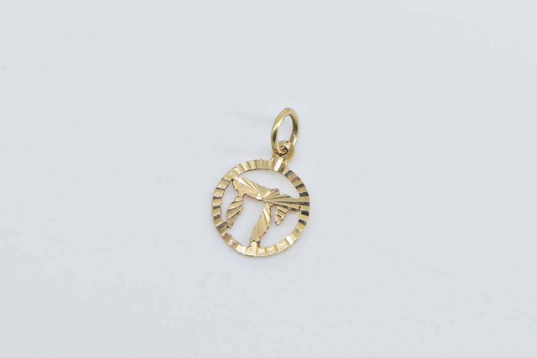 14K Chai Diamond Cut Life Symbol Hebrew Word Charm/Pendant Yellow Gold