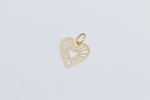 14K Filigree Heart Love Symbol Romantic Charm/Pendant Yellow Gold