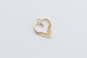 14K Diamond Inset Heart Love Symbol Romantic Pendant Yellow Gold