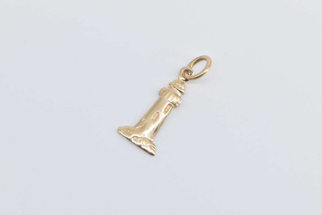 14K Lighthouse Beach Coastal Architecture Beach Charm/Pendant Yellow Gold