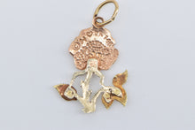 Load image into Gallery viewer, 14K Black Hills Rose Flower Tri Tone Vintage Charm/Pendant Yellow Gold