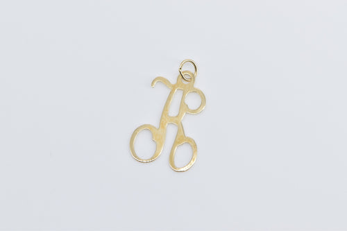 14K K Cursive Letter Monogram Initial Name Charm/Pendant Yellow Gold