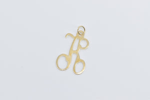 14K K Cursive Letter Monogram Initial Name Charm/Pendant Yellow Gold