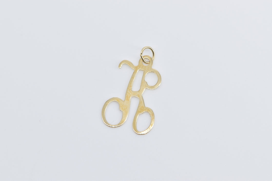 14K K Cursive Letter Monogram Initial Name Charm/Pendant Yellow Gold