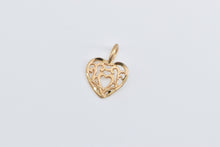 Load image into Gallery viewer, 14K Filigree Heart Love Symbol Romantic Charm/Pendant Yellow Gold