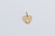 Load image into Gallery viewer, 14K Filigree Heart Love Symbol Romantic Charm/Pendant Yellow Gold