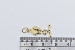 14K Black Enamel Tweety Bird Warner Bros Cartoon Charm/Pendant Yellow Gold