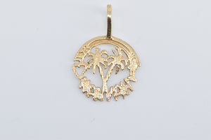 14K Hawaii Palm Tree Tropical Travel Charm/Pendant Yellow Gold