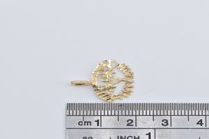 14K Hawaii Palm Tree Tropical Travel Charm/Pendant Yellow Gold