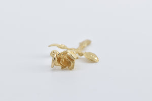 14K Diamond Cut Rose Flower Vintage Fashion Charm/Pendant Yellow Gold