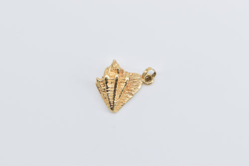 14K 3D Conch Shell Beach Ocean Motif Charm/Pendant Yellow Gold